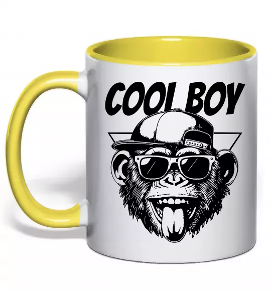 Чашка с цветной ручкой Cool boy monkey Солнечно желтый фото