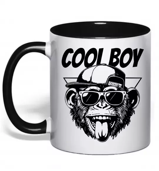Чашка с цветной ручкой Cool boy monkey Черный фото