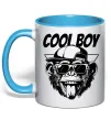 Чашка с цветной ручкой Cool boy monkey Голубой фото