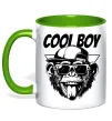 Чашка с цветной ручкой Cool boy monkey Зеленый фото
