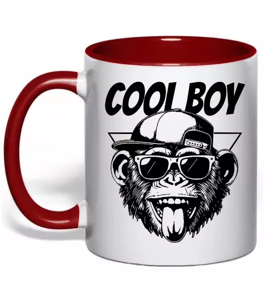 Чашка с цветной ручкой Cool boy monkey Красный фото