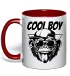 Чашка с цветной ручкой Cool boy monkey Красный фото