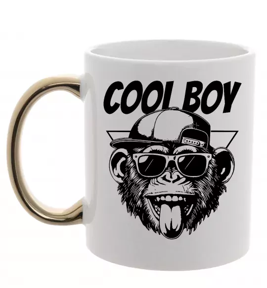 Чашка с цветной ручкой Cool boy monkey Золото фото