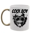 Чашка с цветной ручкой Cool boy monkey Золото фото