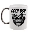 Чашка с цветной ручкой Cool boy monkey Серебро фото