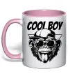 Чашка с цветной ручкой Cool boy monkey Нежно розовый фото