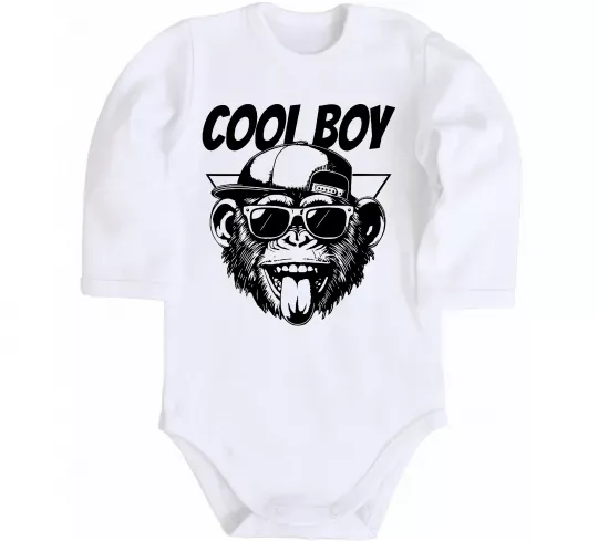 Дитячий бодік Cool boy monkey Білий фото