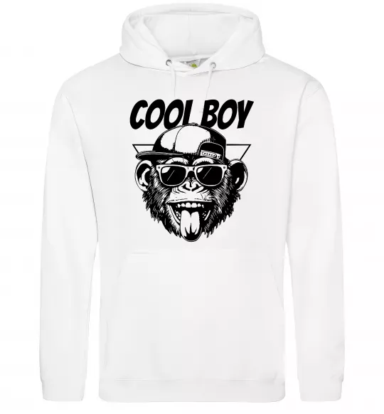 Мужская толстовка (худи) Cool boy monkey Белый фото