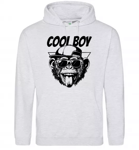 Женская толстовка (худи) Cool boy monkey Серый меланж фото