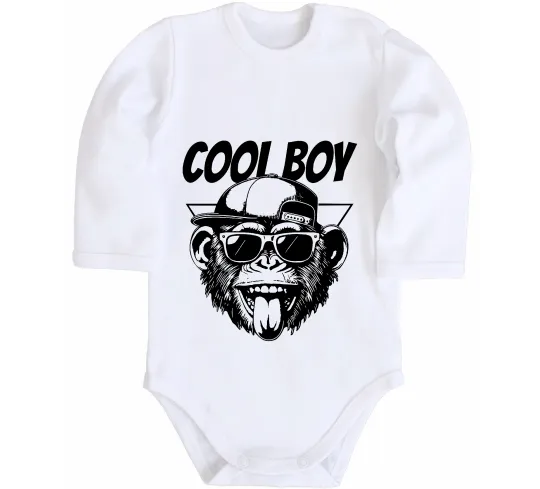 Дитячий бодік Cool boy monkey Білий фото