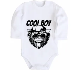 Дитячий бодік Cool boy monkey Білий фото