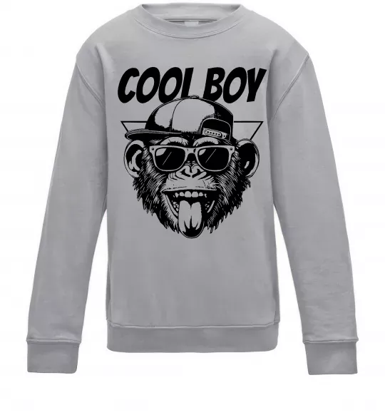 Детский Свитшот Cool boy monkey Серый меланж фото