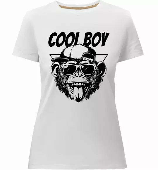 Женская премиум футболка Cool boy monkey Белый фото