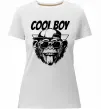 Женская премиум футболка Cool boy monkey Белый фото