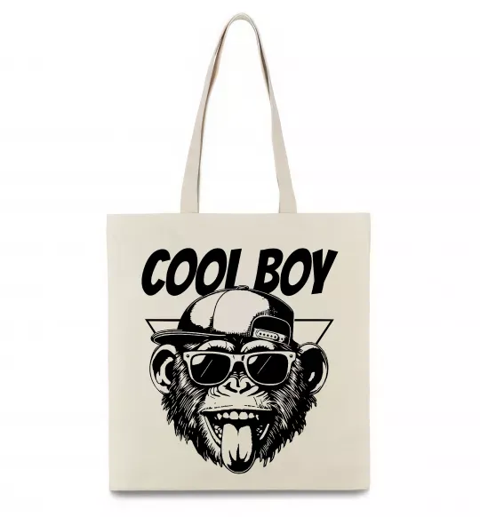 Эко-сумка Cool boy monkey Бежевый фото
