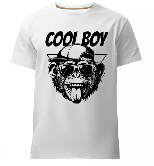 Мужская премиум футболка Cool boy monkey Белый фото