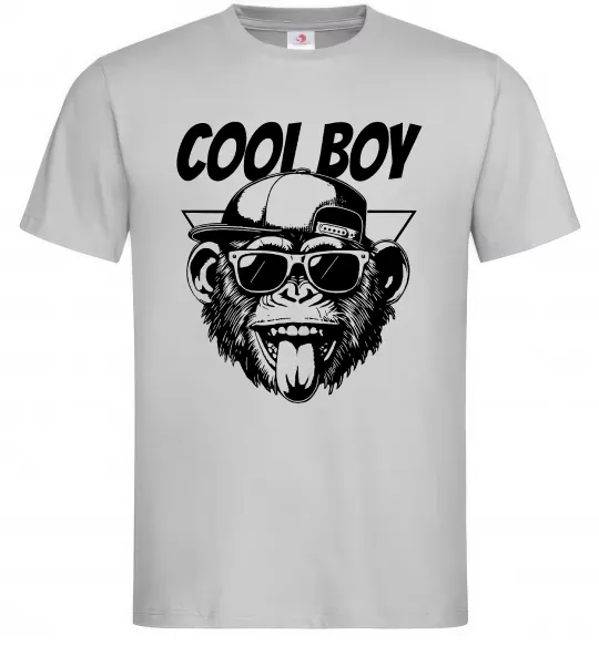 Мужская футболка Cool boy monkey Серый фото