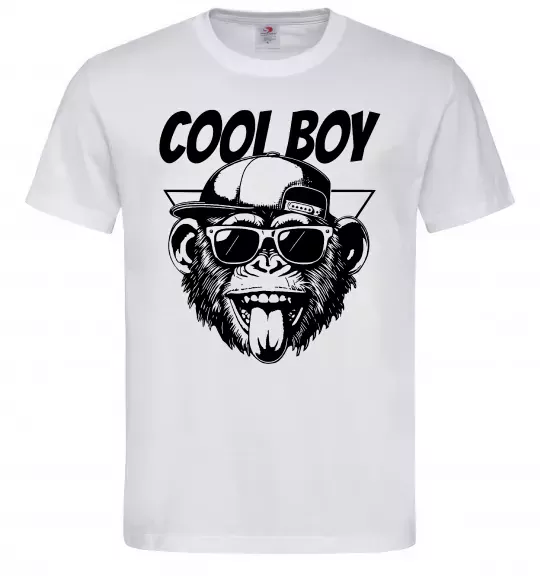 Мужская футболка Cool boy monkey Белый фото