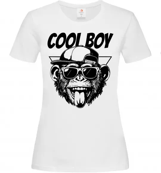 Женская футболка Cool boy monkey Белый фото