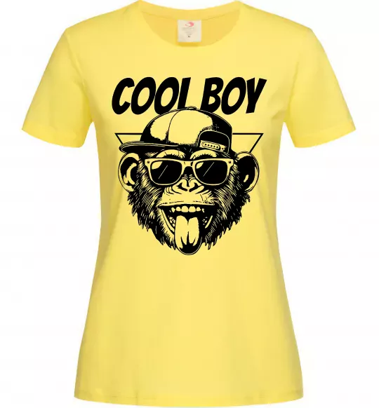 Женская футболка Cool boy monkey Лимонный фото
