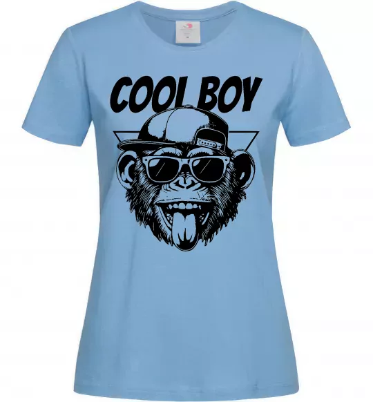 Женская футболка Cool boy monkey Голубой фото