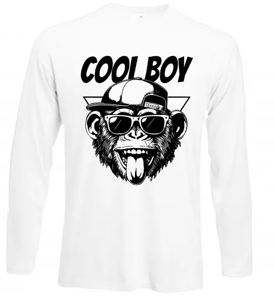 Лонгслив Cool boy monkey Белый фото