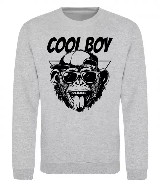 Світшот Cool boy monkey Сірий меланж фото
