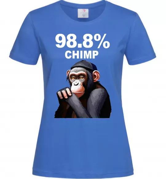 Женская футболка 98,8% chimp Ярко-синий фото