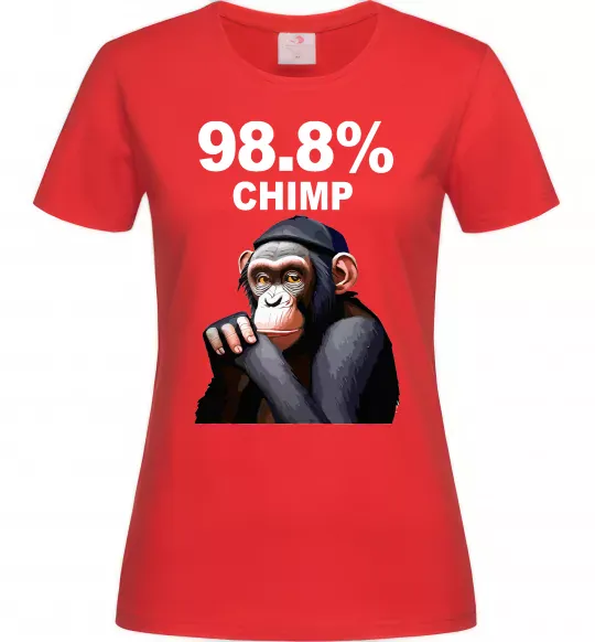 Женская футболка 98,8% chimp Красный фото