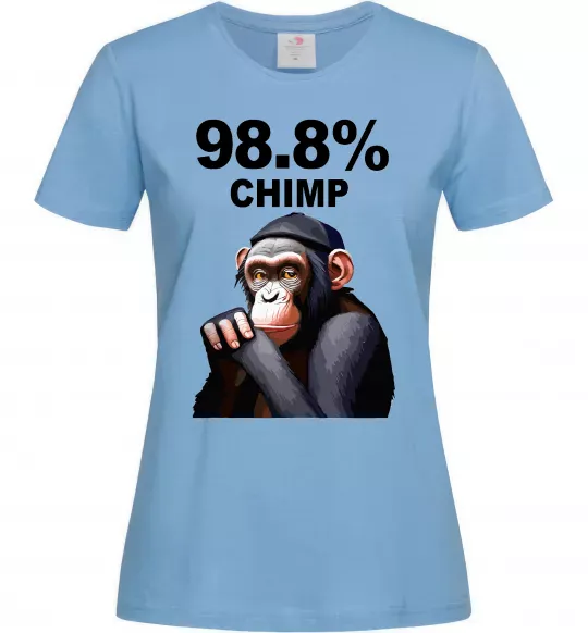 Женская футболка 98,8% chimp Голубой фото