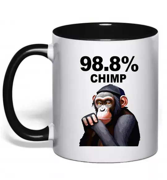 Чашка с цветной ручкой 98,8% chimp Черный фото