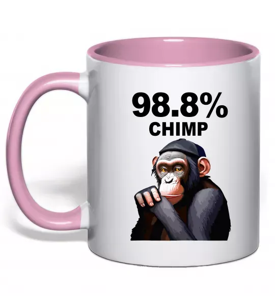 Чашка с цветной ручкой 98,8% chimp Нежно розовый фото