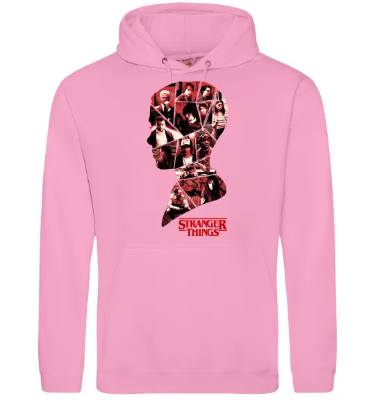 Мужская толстовка (худи) Силует колаж stranger things Розовый фото