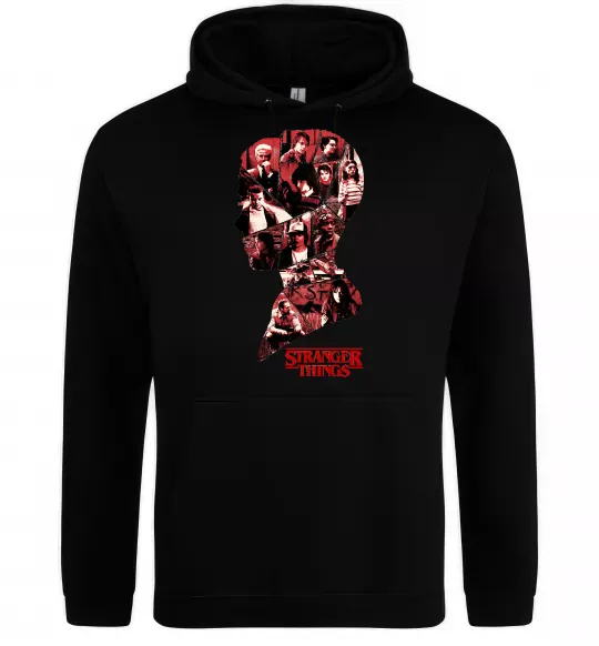 Мужская толстовка (худи) Силует колаж stranger things Черный фото
