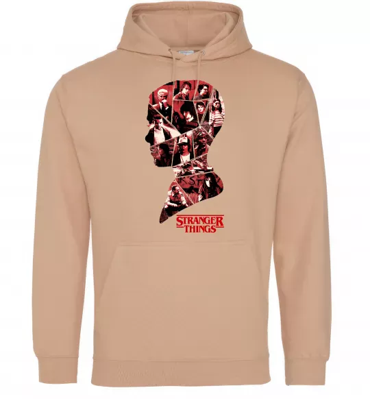 Женская толстовка (худи) Силует колаж stranger things Песочный фото