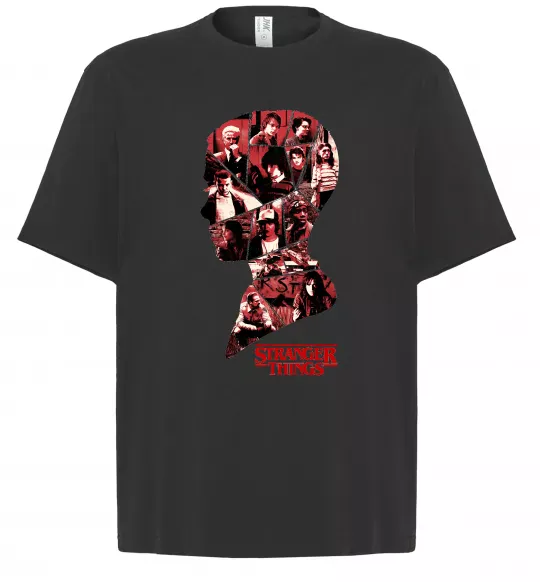 Футболка Оверсайз Силует колаж stranger things Чорний фото