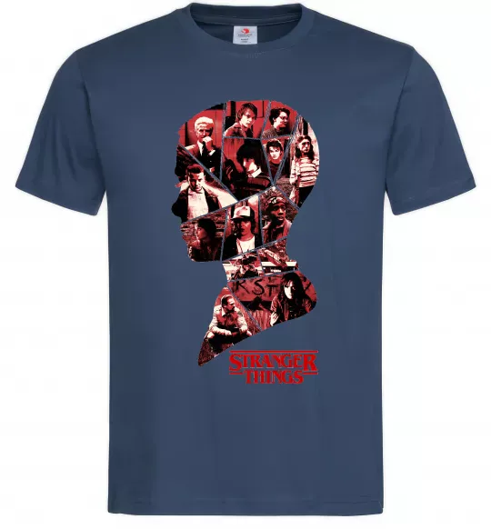 Мужская футболка Силует колаж stranger things Темно-синий фото