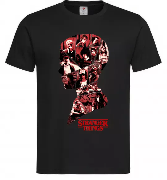 Мужская футболка Силует колаж stranger things Черный фото