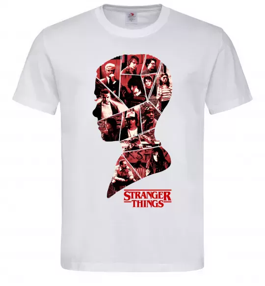 Мужская футболка Силует колаж stranger things Белый фото