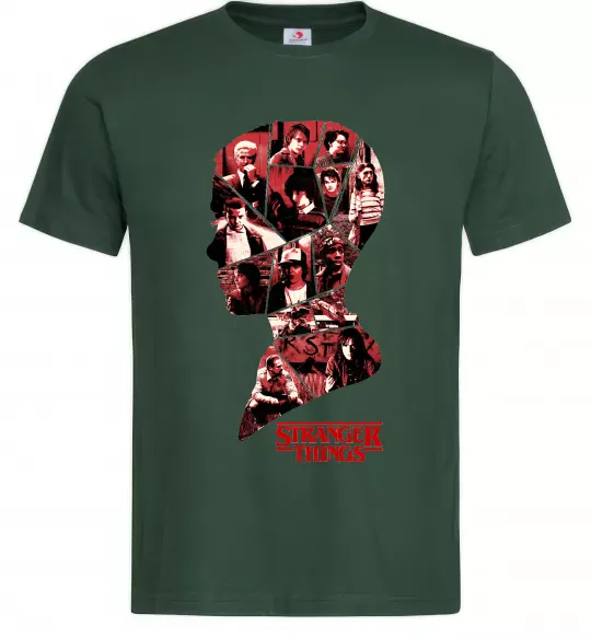 Мужская футболка Силует колаж stranger things Темно-зеленый фото