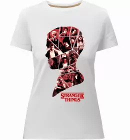 Женская премиум футболка Stranger things ABCD Черный фото