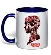 Чашка с цветной ручкой Силует колаж stranger things Глубокий темно-синий фото