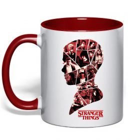 Чашка с цветной ручкой Силует колаж stranger things