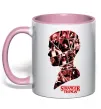 Чашка с цветной ручкой Силует колаж stranger things Нежно розовый фото