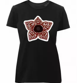 Женская премиум футболка Stranger things ABCD Черный фото