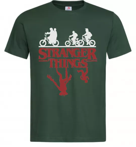 Мужская футболка Stranger things Темно-зеленый фото
