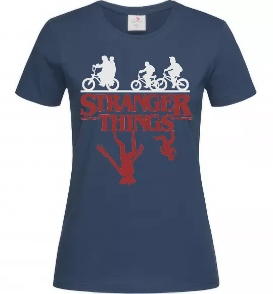 Женская футболка Stranger things Темно-синий фото