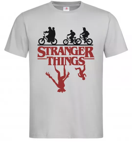 Мужская футболка Stranger things Серый фото