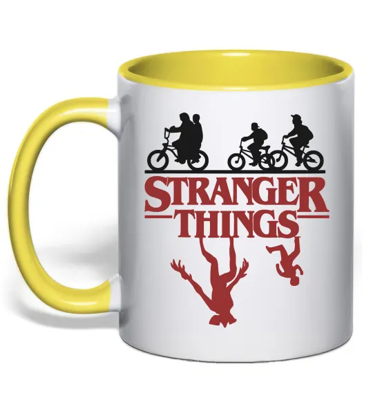 Чашка з кольоровою ручкою Stranger things Лимонний фото