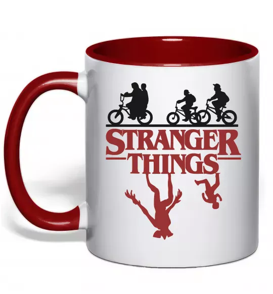 Чашка з кольоровою ручкою Stranger things Червоний фото